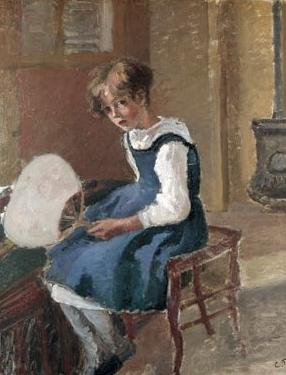 Jeanne Holding a Fan, Camille Pissarro